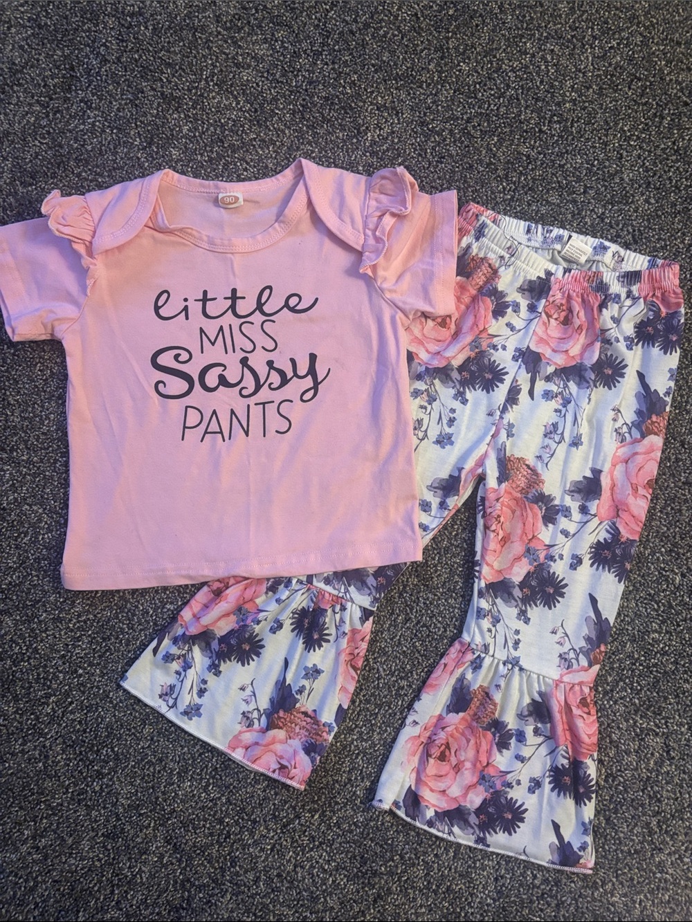 2T "Little Miss Sassy Pants" Shirt w/ Floral Flare Pants